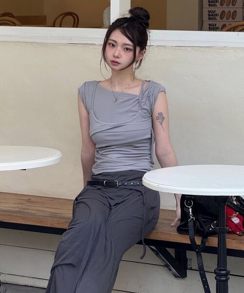FLAREUP（フレアアップ）の「Asymmetrical Draped Long Skirt (FL