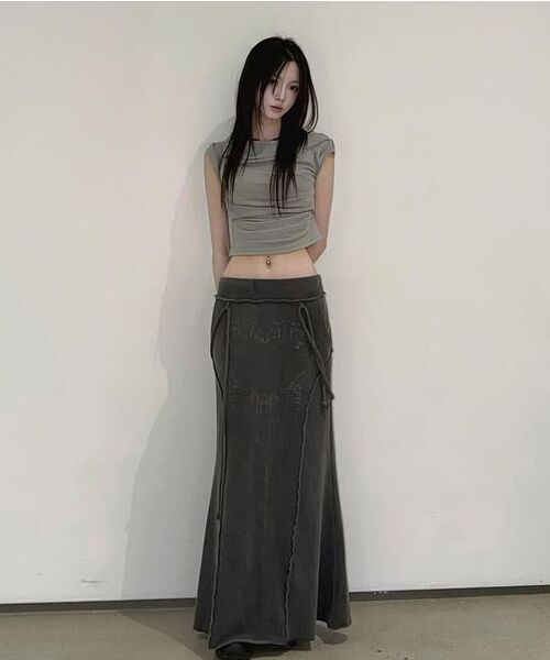 FLAREUP（フレアアップ）の「Asymmetrical Draped Long Skirt (FL