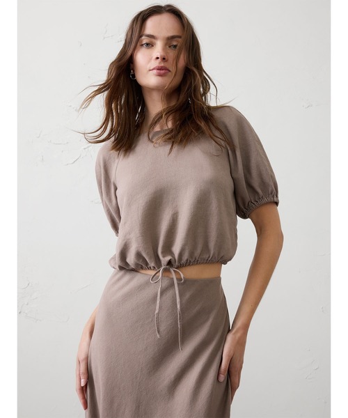 BANANA REPUBLIC FACTORY STORE(バナナリパブリック ファクトリーストア)の「BANANA REPUBLIC FACTORY STORE リネンブレンドバブルタイトップス(シャツ/ブラウス・レディース・ブラウン/ブルー・S/M/L/XS)」の2枚目の写真