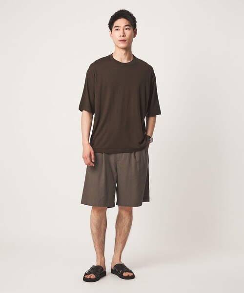 green label relaxing(グリーンレーベルリラクシング)の「TR 和紙 2プリーツ ショート パンツ ショーツ(その他パンツ・メンズ・ダークグレー/モカ・L/M/XL/S)」の3枚目の写真