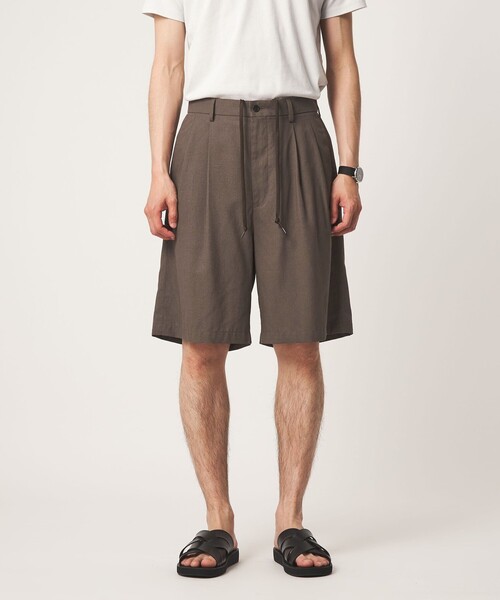 green label relaxing(グリーンレーベルリラクシング)の「TR 和紙 2プリーツ ショート パンツ ショーツ(その他パンツ・メンズ・ダークグレー/モカ・L/M/XL/S)」の6枚目の写真
