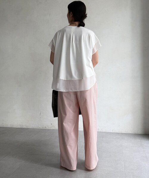 DouDou(ドゥドゥ)の「【WEB限定】シフォン切替トップス(シャツ/ブラウス・レディース・ベージュ/オフホワイト/ブラック・FREE)」の8枚目の写真