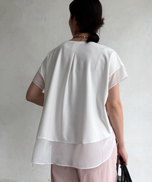DouDou(ドゥドゥ)の「【WEB限定】シフォン切替トップス(シャツ/ブラウス・レディース・ベージュ/オフホワイト/ブラック・FREE)」の12枚目の写真