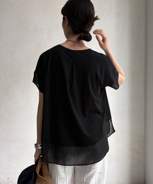 DouDou(ドゥドゥ)の「【WEB限定】シフォン切替トップス(シャツ/ブラウス・レディース・ベージュ/オフホワイト/ブラック・FREE)」の22枚目の写真