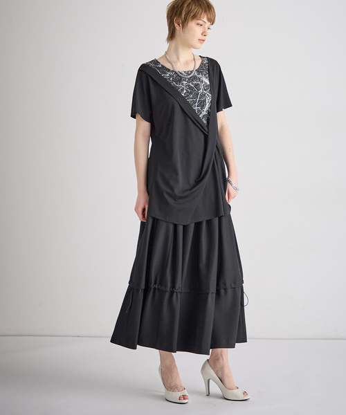 ATSURO TAYAMA(アツロウタヤマ)の「異素材レイヤードプルオーバートップス(Tシャツ/カットソー・レディース・ブラック・M/L)」の3枚目の写真