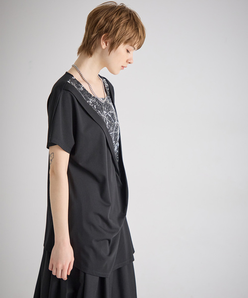 ATSURO TAYAMA(アツロウタヤマ)の「異素材レイヤードプルオーバートップス(Tシャツ/カットソー・レディース・ブラック・M/L)」の8枚目の写真