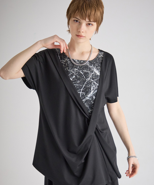 ATSURO TAYAMA(アツロウタヤマ)の「異素材レイヤードプルオーバートップス(Tシャツ/カットソー・レディース・ブラック・M/L)」の9枚目の写真