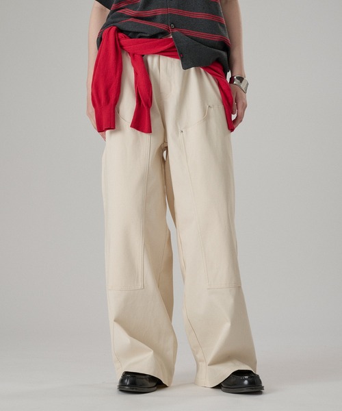 ONCILY(オンシェリー)の「STUDS DOUBLE KNEE TWILL PANTS / スタッズダブルニーツイルパンツ(その他パンツ・メンズ・ブラック/オフホワイト・SMALL/MEDIUM/LARGE)」の12枚目の写真