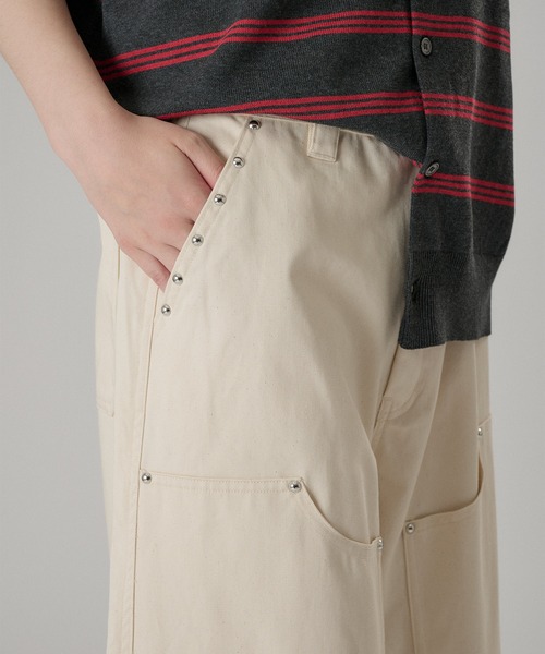 ONCILY(オンシェリー)の「STUDS DOUBLE KNEE TWILL PANTS / スタッズダブルニーツイルパンツ(その他パンツ・メンズ・ブラック/オフホワイト・SMALL/MEDIUM/LARGE)」の15枚目の写真