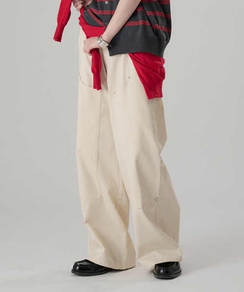 ONCILY(オンシェリー)の「STUDS DOUBLE KNEE TWILL PANTS / スタッズダブルニーツイルパンツ(その他パンツ・メンズ・ブラック/オフホワイト・SMALL/MEDIUM/LARGE)」の13枚目の写真