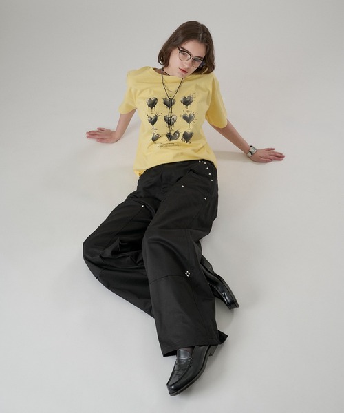 ONCILY(オンシェリー)の「STUDS DOUBLE KNEE TWILL PANTS / スタッズダブルニーツイルパンツ(その他パンツ・メンズ・ブラック/オフホワイト・SMALL/MEDIUM/LARGE)」の8枚目の写真