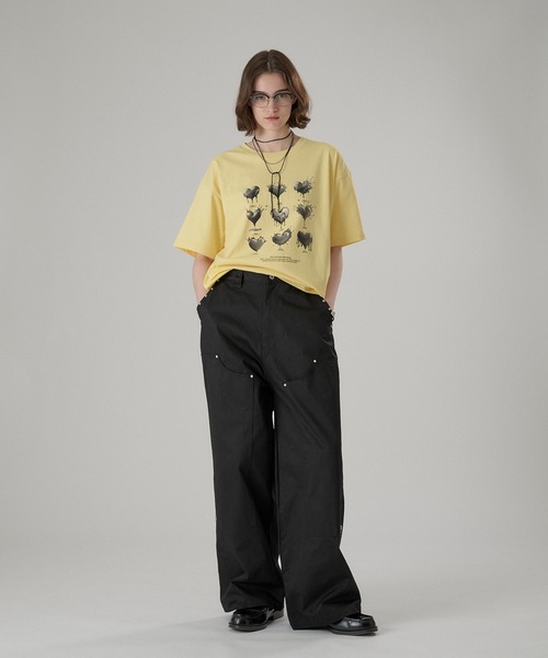 ONCILY(オンシェリー)の「STUDS DOUBLE KNEE TWILL PANTS / スタッズダブルニーツイルパンツ(その他パンツ・メンズ・ブラック/オフホワイト・SMALL/MEDIUM/LARGE)」の9枚目の写真