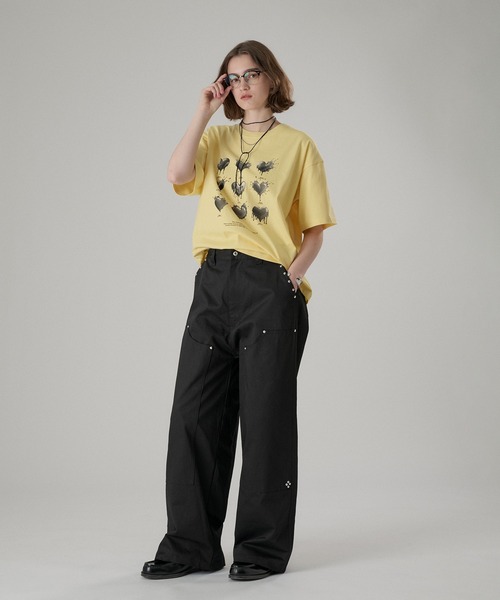 ONCILY(オンシェリー)の「STUDS DOUBLE KNEE TWILL PANTS / スタッズダブルニーツイルパンツ(その他パンツ・メンズ・ブラック/オフホワイト・SMALL/MEDIUM/LARGE)」の10枚目の写真