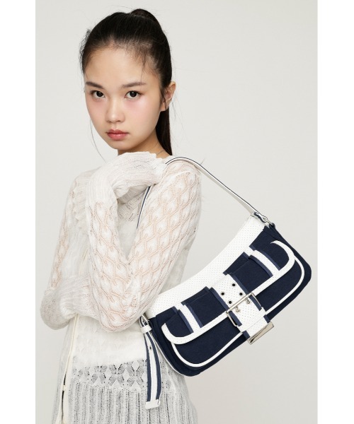 SLY(スライ)の「FRONT BUCKLE HOBO BAG フロントバックルホーボーバッグ(ハンドバッグ・レディース・ブラウン/ネイビー/ブラック・FREE)」の1枚目の写真