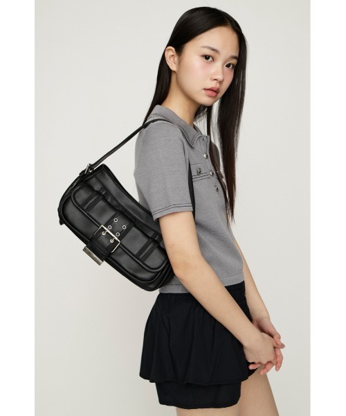 SLY(スライ)の「FRONT BUCKLE HOBO BAG フロントバックルホーボーバッグ(ハンドバッグ・レディース・ブラウン/ネイビー/ブラック・FREE)」の2枚目の写真