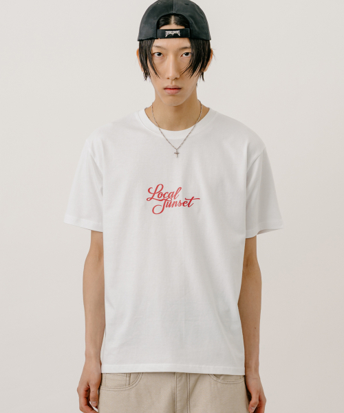 VASTIC(バスティック)の「パームツリーサンセットTシャツ_ホワイト(Tシャツ/カットソー・メンズ・ホワイト・MEDIUM/LARGE/X-LARGE)」の1枚目の写真