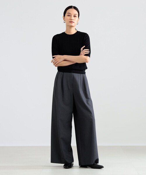 Demi-Luxe BEAMS(デミルクス ビームス)の「SLOANE / 18ゲージ シルク クルーネック ハーフスリーブ ニット(ニット/セーター・レディース・ブラック/サックスブルー・2/1)」の12枚目の写真