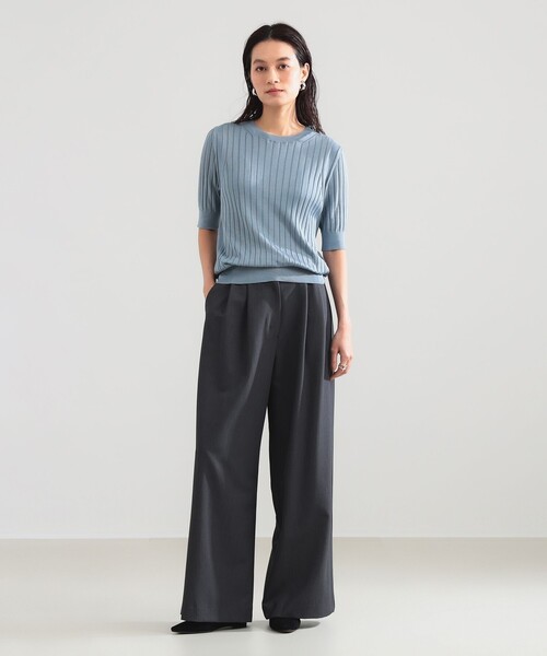 Demi-Luxe BEAMS(デミルクス ビームス)の「SLOANE / 18ゲージ シルク クルーネック ハーフスリーブ ニット(ニット/セーター・レディース・ブラック/サックスブルー・2/1)」の17枚目の写真