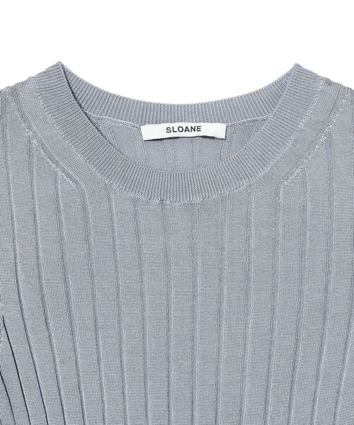 Demi-Luxe BEAMS(デミルクス ビームス)の「SLOANE / 18ゲージ シルク クルーネック ハーフスリーブ ニット(ニット/セーター・レディース・ブラック/サックスブルー・2/1)」の5枚目の写真