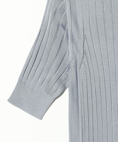 Demi-Luxe BEAMS(デミルクス ビームス)の「SLOANE / 18ゲージ シルク クルーネック ハーフスリーブ ニット(ニット/セーター・レディース・ブラック/サックスブルー・2/1)」の6枚目の写真