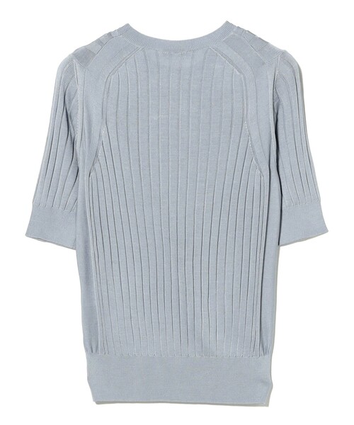 Demi-Luxe BEAMS(デミルクス ビームス)の「SLOANE / 18ゲージ シルク クルーネック ハーフスリーブ ニット(ニット/セーター・レディース・ブラック/サックスブルー・2/1)」の8枚目の写真