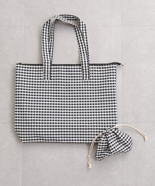 mystic(ミスティック)の「ポーチ付きギンガムトートBAG(トートバッグ・レディース・イエロー/ブラック・ONE SIZE)」の8枚目の写真