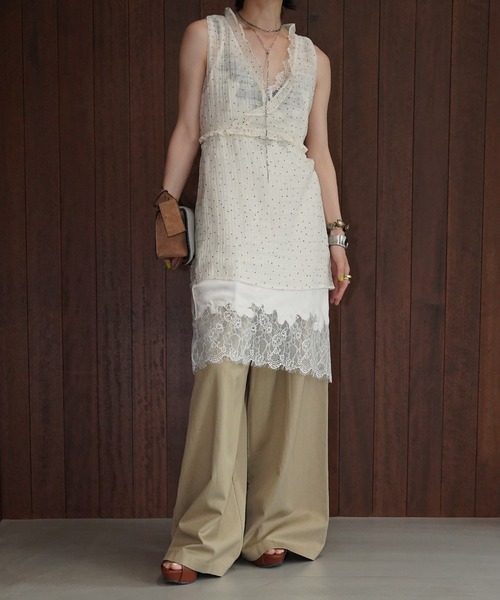 chuclla(チュクラ)の「シアードットフリルチュニック chw26s296(Tシャツ/カットソー・レディース・ホワイト/ブラック・FREE)」の3枚目の写真