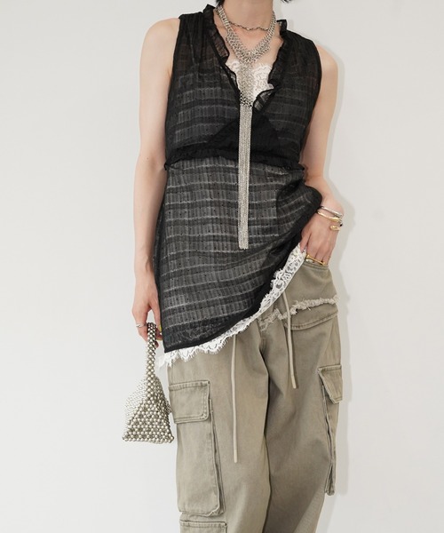 chuclla(チュクラ)の「シアードットフリルチュニック chw26s296(Tシャツ/カットソー・レディース・ホワイト/ブラック・FREE)」の15枚目の写真
