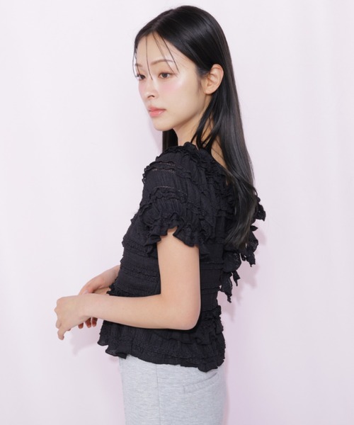 JILL by JILL STUART（ジルバイジルスチュアート）の「フリルカットソートップス（Tシャツ/カットソー・レディース・ブラック/ピンク/ホワイト・FREE）」の14枚目の写真