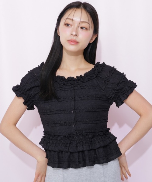 JILL by JILL STUART（ジルバイジルスチュアート）の「フリルカットソートップス（Tシャツ/カットソー・レディース・ブラック/ピンク/ホワイト・FREE）」の12枚目の写真