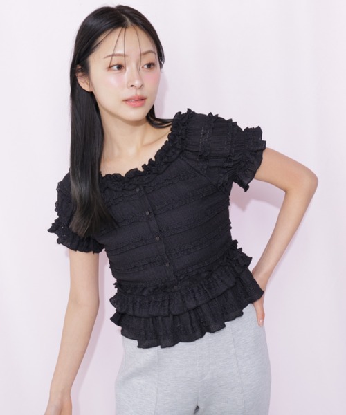 JILL by JILL STUART（ジルバイジルスチュアート）の「フリルカットソートップス（Tシャツ/カットソー・レディース・ブラック/ピンク/ホワイト・FREE）」の10枚目の写真