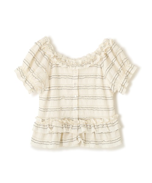 JILL by JILL STUART（ジルバイジルスチュアート）の「フリルカットソートップス（Tシャツ/カットソー・レディース・ブラック/ピンク/ホワイト・FREE）」の4枚目の写真