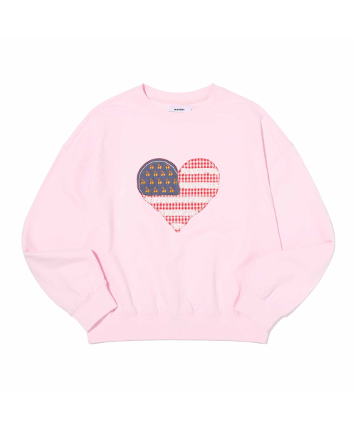 KIRSH（キルシー）の「チェリー USA ハート アプリケ ルーズフィット スウェットシャツ [ライトピンク]（スウェット・レディース・その他・FREE）」の2枚目の写真