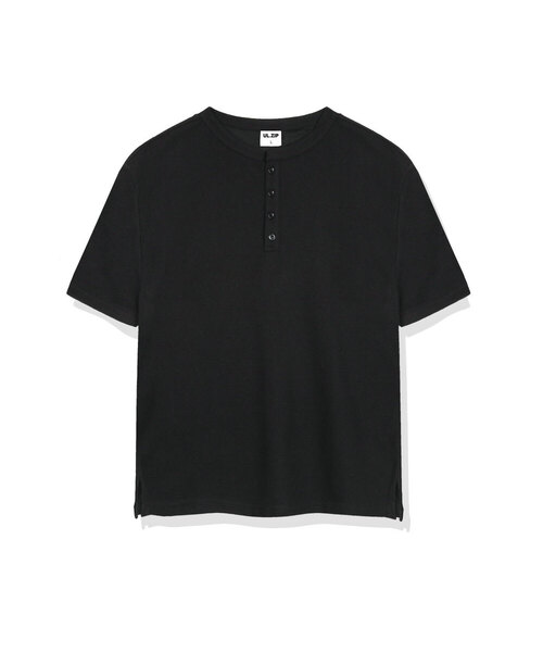 ULIFEZIP（ユーライフジー）の「ハローワッフルヘンリーネック半袖Tシャツ3カラー[ULSR_0001]（Tシャツ/カットソー・メンズ・ブラック/グレー/ホワイト・MEDIUM/LARGE/X-LARGE）」の2枚目の写真