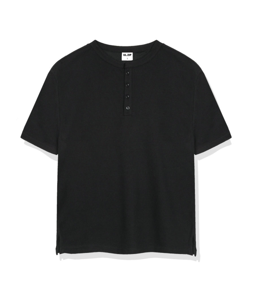 ULIFEZIP（ユーライフジー）の「ハローワッフルヘンリーネック半袖Tシャツ3カラー[ULSR_0001]（Tシャツ/カットソー・メンズ・ブラック/グレー/ホワイト・MEDIUM/LARGE/X-LARGE）」の6枚目の写真