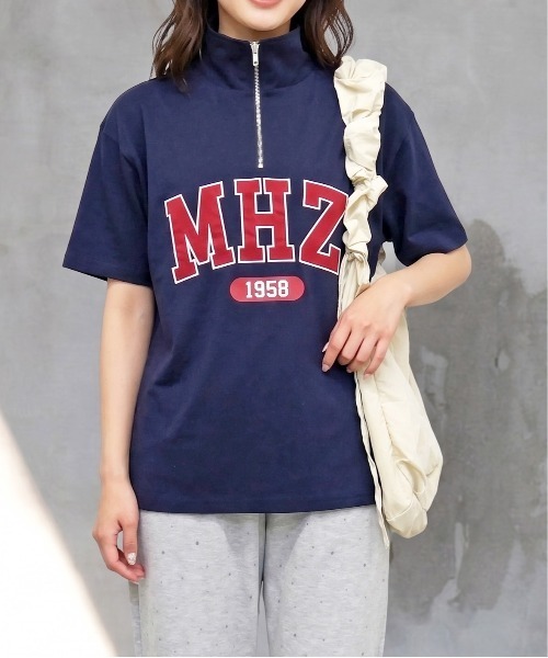 FUN(ファン)の「ハーフジップロゴT(Tシャツ/カットソー・レディース・ネイビー/レッド/杢グレー・FREE)」の3枚目の写真