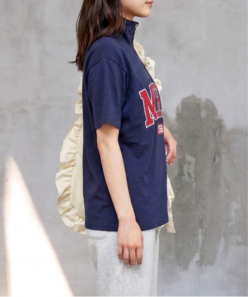 FUN(ファン)の「ハーフジップロゴT(Tシャツ/カットソー・レディース・ネイビー/レッド/杢グレー・FREE)」の4枚目の写真