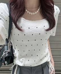 Dot Shirring Top