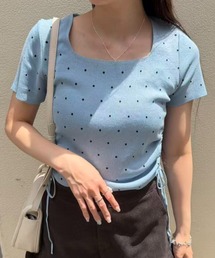 Dot Shirring Top