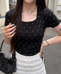 Dot Shirring Top