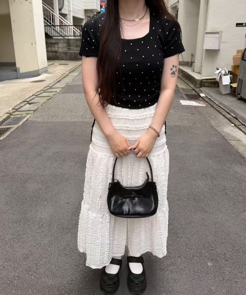 mebole（メボレ）の「Dot Shirring Top（ニット/セーター・レディース・ホワイト/ブルー/ブラック・FREE）」の22枚目の写真