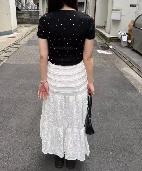 mebole（メボレ）の「Dot Shirring Top（ニット/セーター・レディース・ホワイト/ブルー/ブラック・FREE）」の20枚目の写真