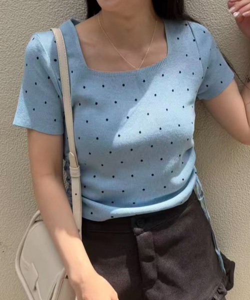 mebole（メボレ）の「Dot Shirring Top（ニット/セーター・レディース・ホワイト/ブルー/ブラック・FREE）」の18枚目の写真