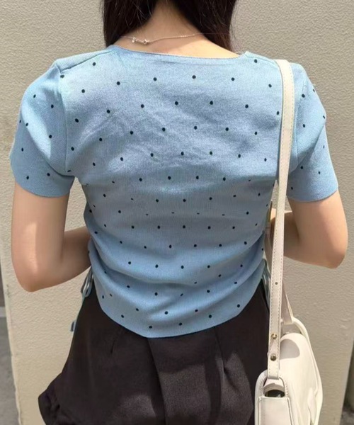 mebole（メボレ）の「Dot Shirring Top（ニット/セーター・レディース・ホワイト/ブルー/ブラック・FREE）」の10枚目の写真