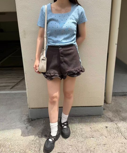 mebole（メボレ）の「Dot Shirring Top（ニット/セーター・レディース・ホワイト/ブルー/ブラック・FREE）」の9枚目の写真