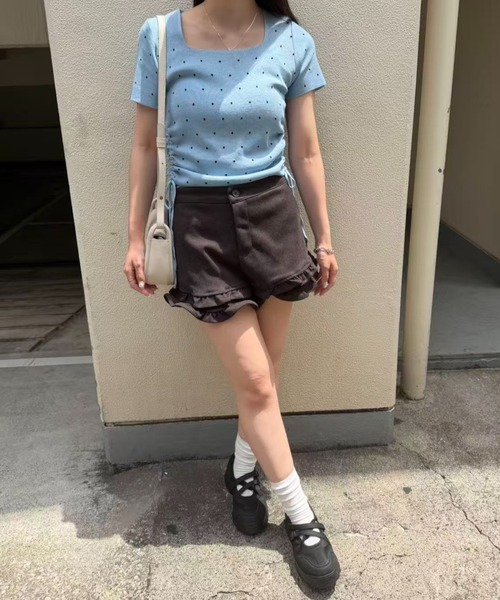 mebole（メボレ）の「Dot Shirring Top（ニット/セーター・レディース・ホワイト/ブルー/ブラック・FREE）」の8枚目の写真