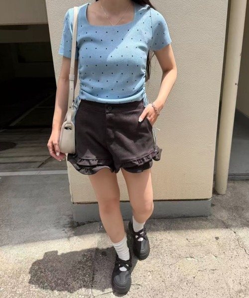mebole（メボレ）の「Dot Shirring Top（ニット/セーター・レディース・ホワイト/ブルー/ブラック・FREE）」の7枚目の写真