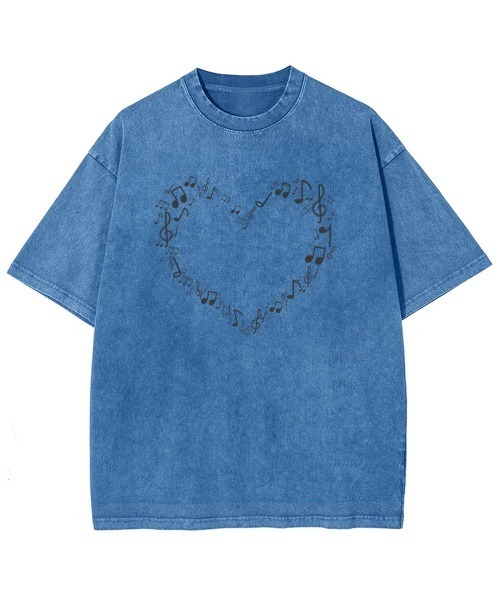GARAGE MADE(ガレージメイド)の「レディースM~Lサイズ ユニセックス ピグメントプリントBIGTシャツ HEART(Tシャツ/カットソー・レディース・ピンク/ブルー/グリーン/グレー/アイボリー・S)」の4枚目の写真