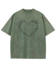 GARAGE MADE（ガレージメイド）の「レディースM～Lサイズ　ユニセックス ピグメントプリントBIGTシャツ 　HEART（Tシャツ/カットソー）」