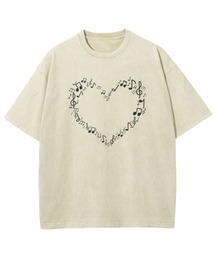 GARAGE MADE（ガレージメイド）の「レディースM～Lサイズ　ユニセックス ピグメントプリントBIGTシャツ 　HEART（Tシャツ/カットソー）」
